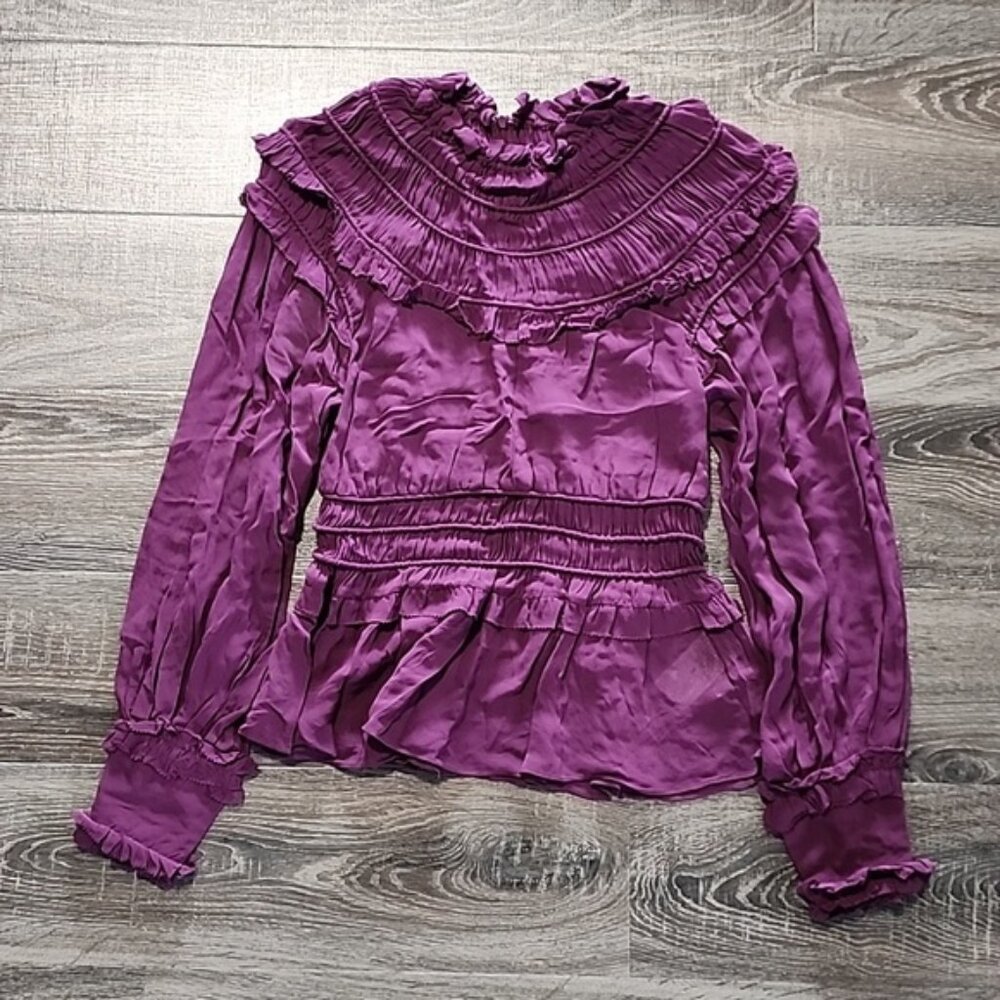 Farm Rio burgundy Ruffle Blouse - Picture 2 of 6